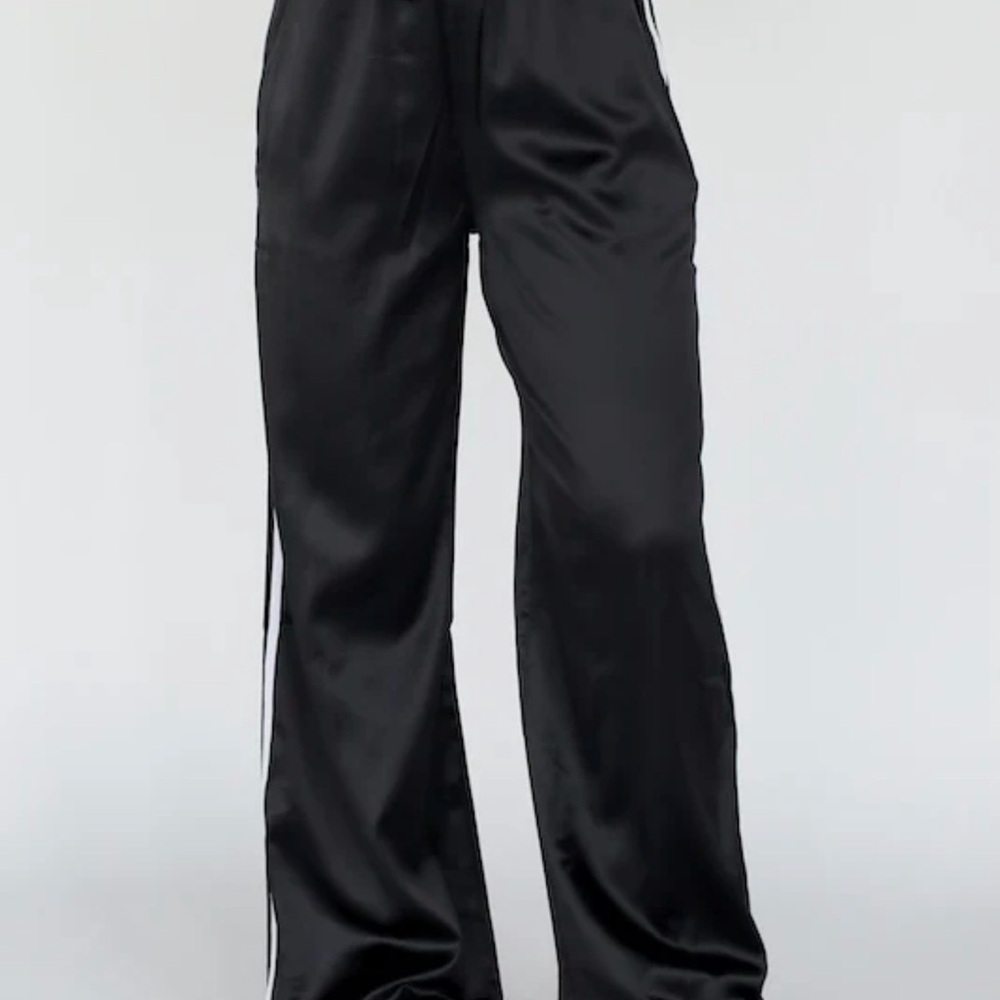 Women’s Wide Leg Athletic Track Pants with White Side Stripe
